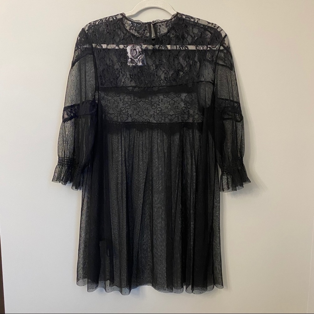 NWT black lace long sleeve dress women’s small